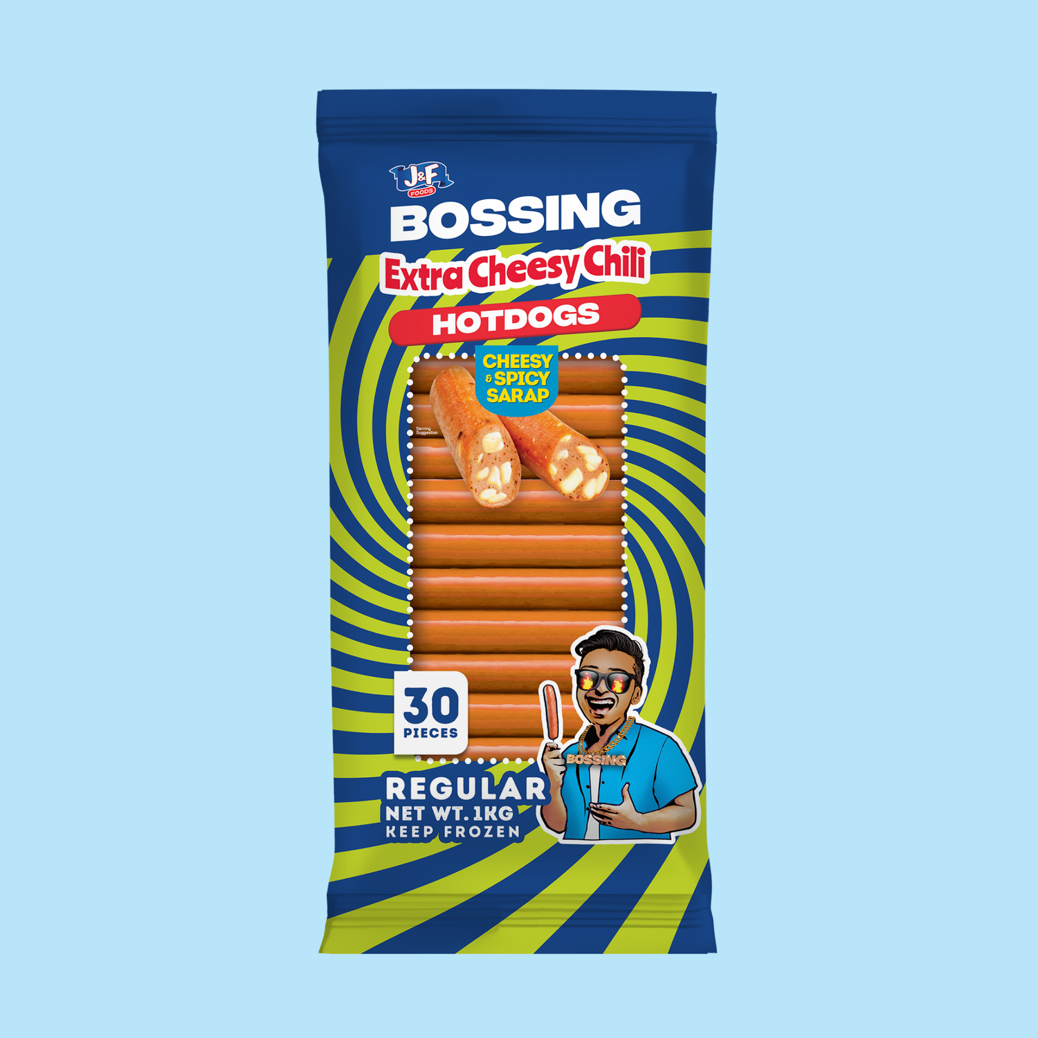 Bossing Extra Cheesy Chili Hotdogs Regular - J&F Foods