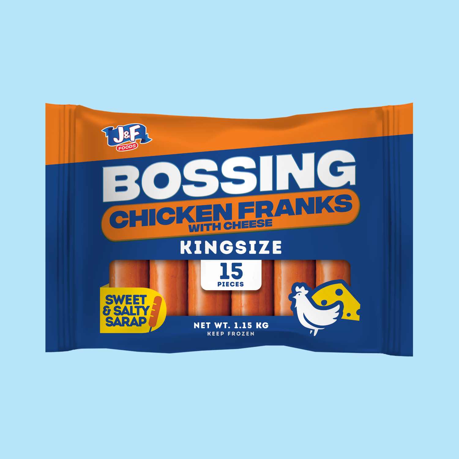 Bossing Chicken Franks with Cheese Kingsize - J&F Foods